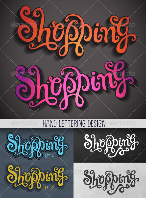 GraphicRiver Shopping Hand Lettering Set 6917501 GraphicRiver Shopping Hand Lettering Set 6917501