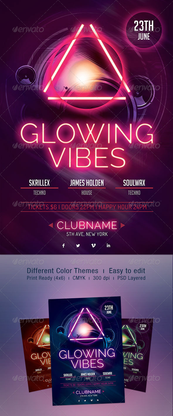 Glowing Vibes Flyer - Clubs & Parties Events