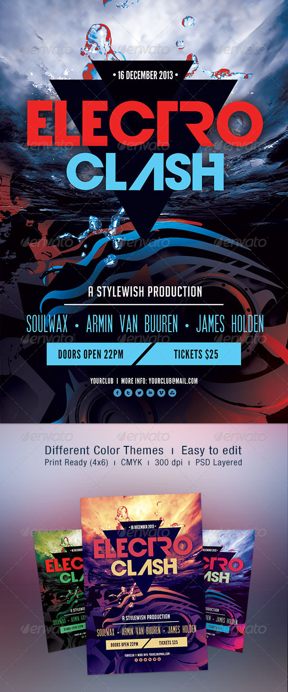 Electro Clash Flyer - Clubs & Parties Events