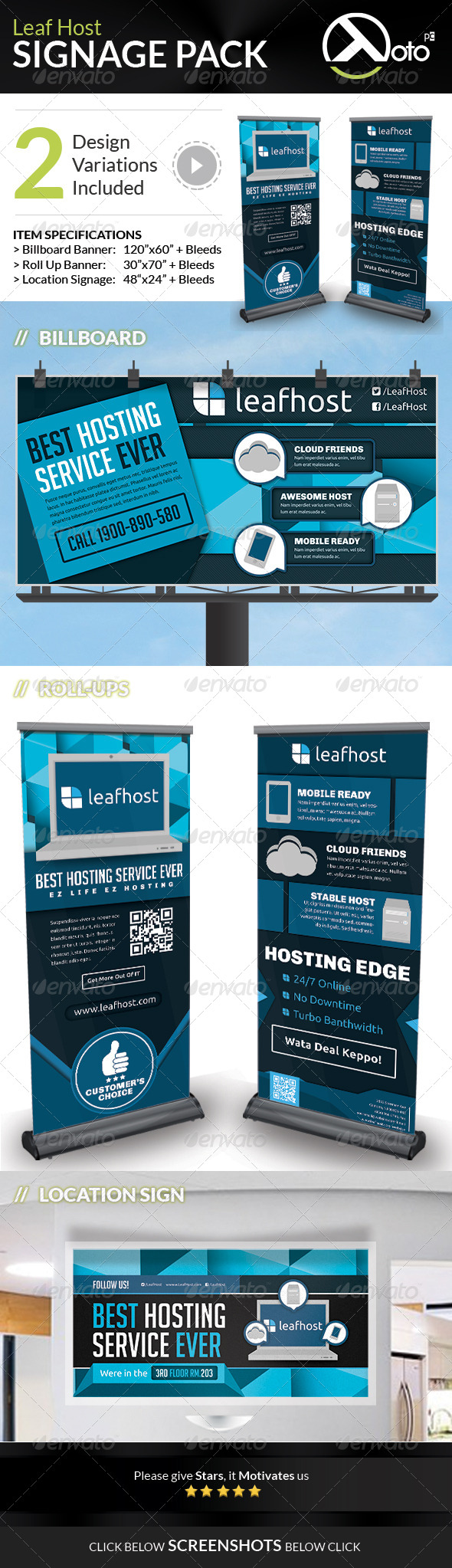GraphicRiver Leaf Host Web Hosting Signage Pack 6920571 GraphicRiver Leaf Host Web Hosting Signage Pack 6920571