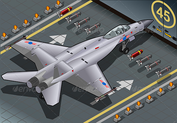 GraphicRiver Isometric Fighter Bomber Landed in Rear View 6925546 GraphicRiver Isometric Fighter Bomber Landed in Rear View 6925546