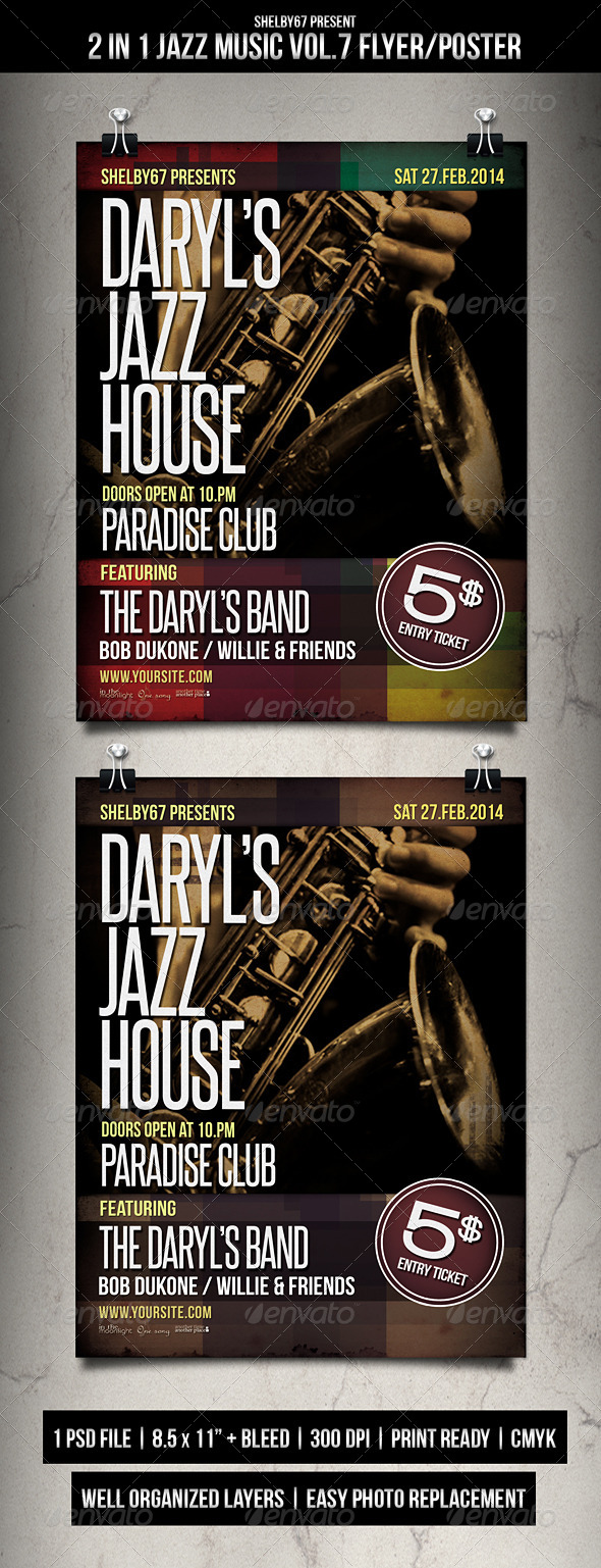 GraphicRiver 2 in 1 Jazz Music Flyer Poster Vol.7 6932748 GraphicRiver 2 in 1 Jazz Music Flyer Poster Vol.7 6932748