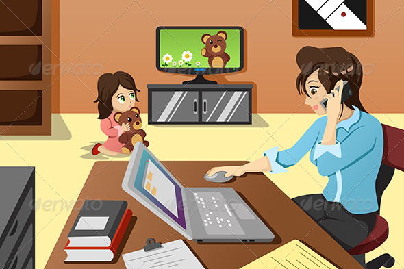 GraphicRiver Mother Working in the Office 6934743 GraphicRiver Mother Working in the Office 6934743