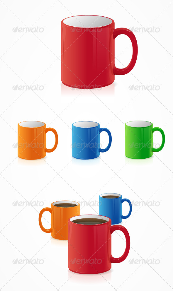 GraphicRiver Vector Coffee Cups Set on White 6938038 GraphicRiver Vector Coffee Cups Set on White 6938038