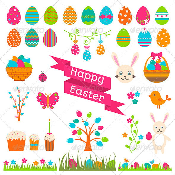 GraphicRiver Set of Easter Flat Elements 6962223 GraphicRiver Set of Easter Flat Elements 6962223