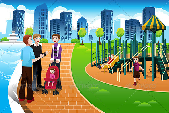 GraphicRiver Father and their Kids in the Playground 6963535 GraphicRiver Father and their Kids in the Playground 6963535