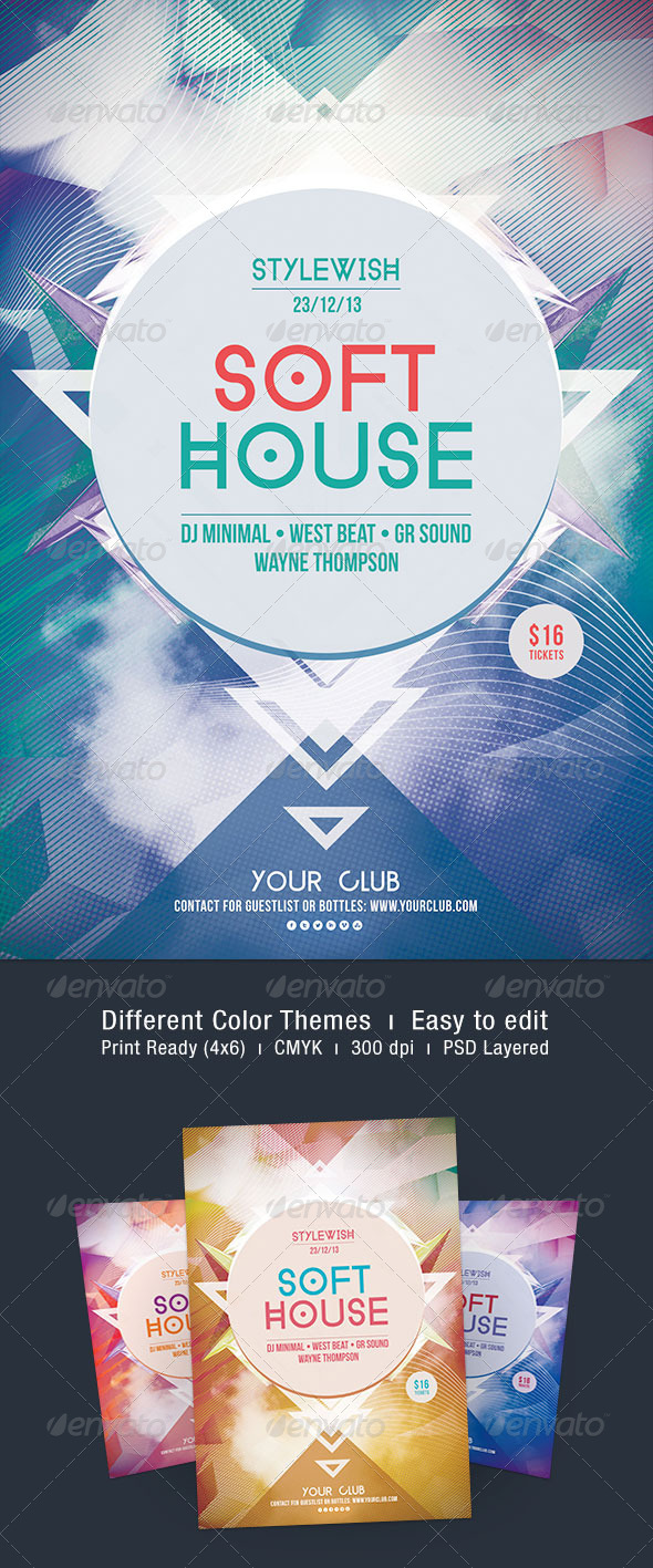 Soft House Flyer - Clubs & Parties Events
