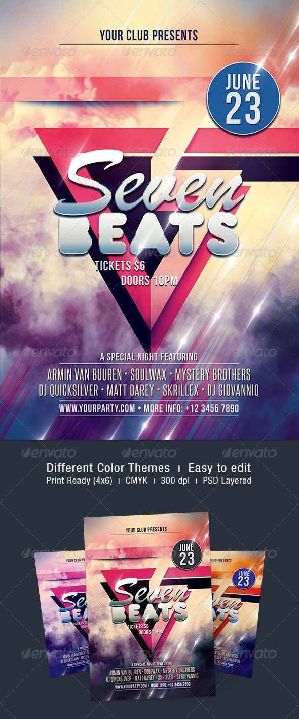 Seven Beats Flyer - Clubs & Parties Events