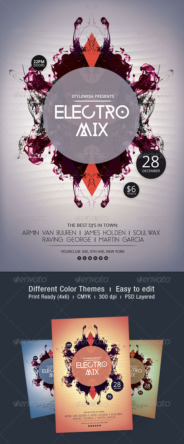 Electro Mix Flyer - Clubs & Parties Events