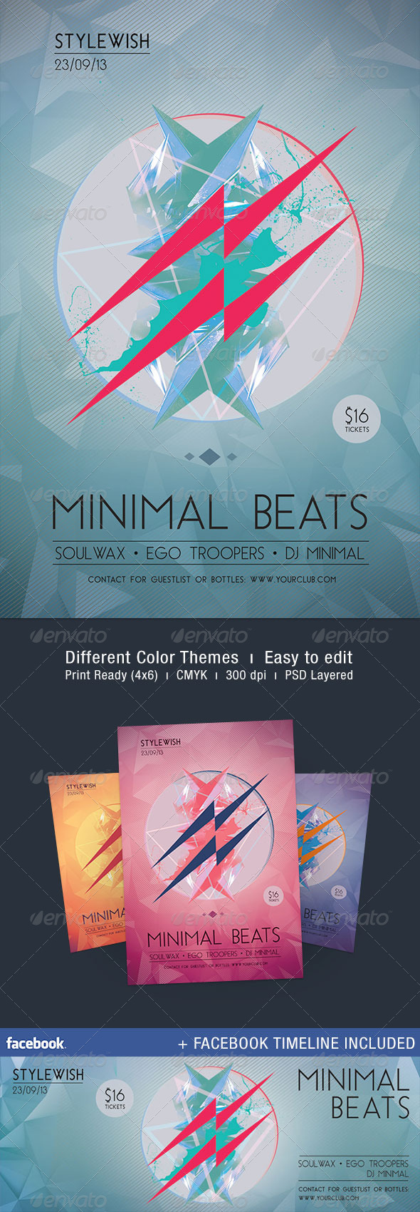 Minimal Beats Flyer + Facebook Timeline - Clubs & Parties Events