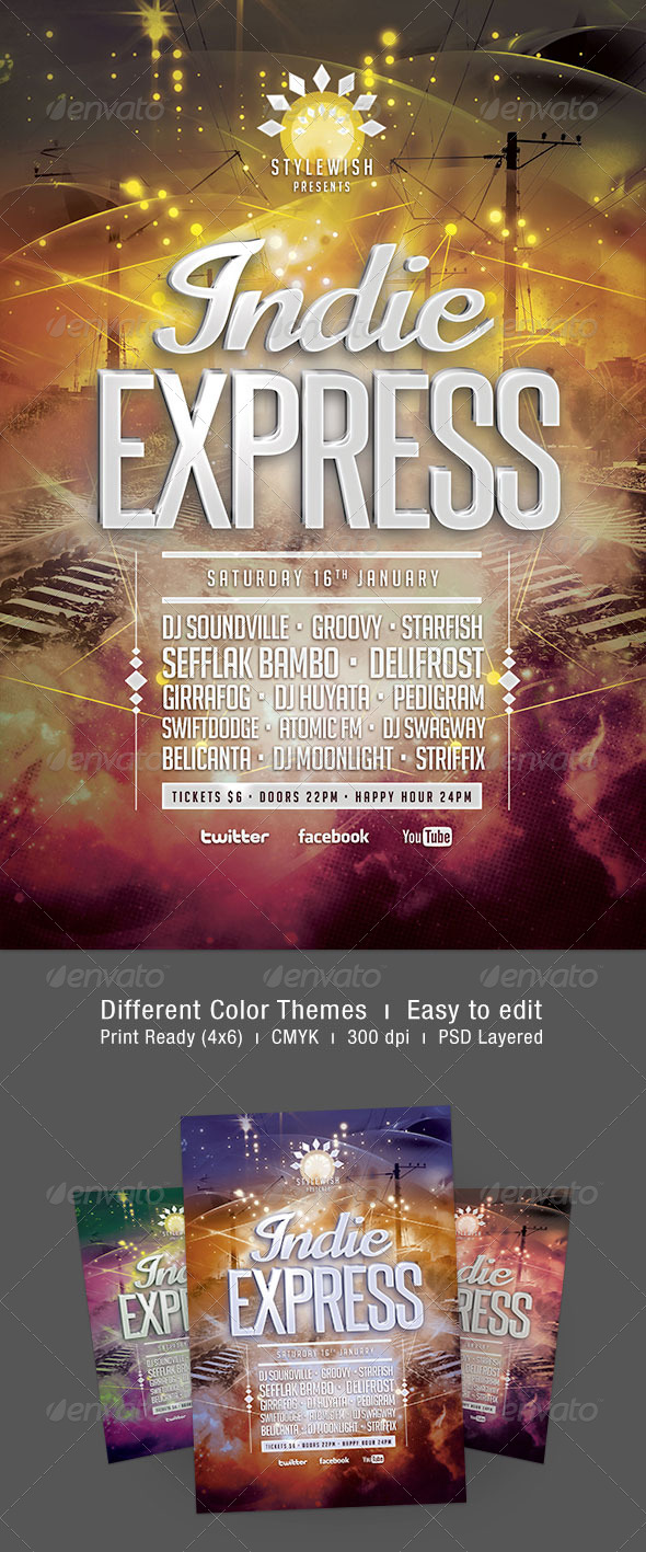 Indie Express Flyer - Concerts Events