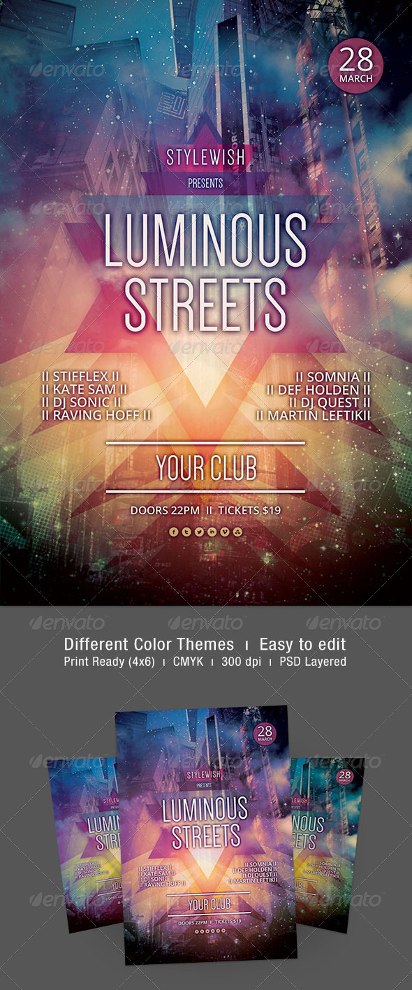 Luminous Streets Flyer - Clubs & Parties Events