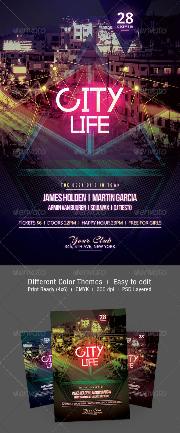 City Life Flyer - Clubs & Parties Events