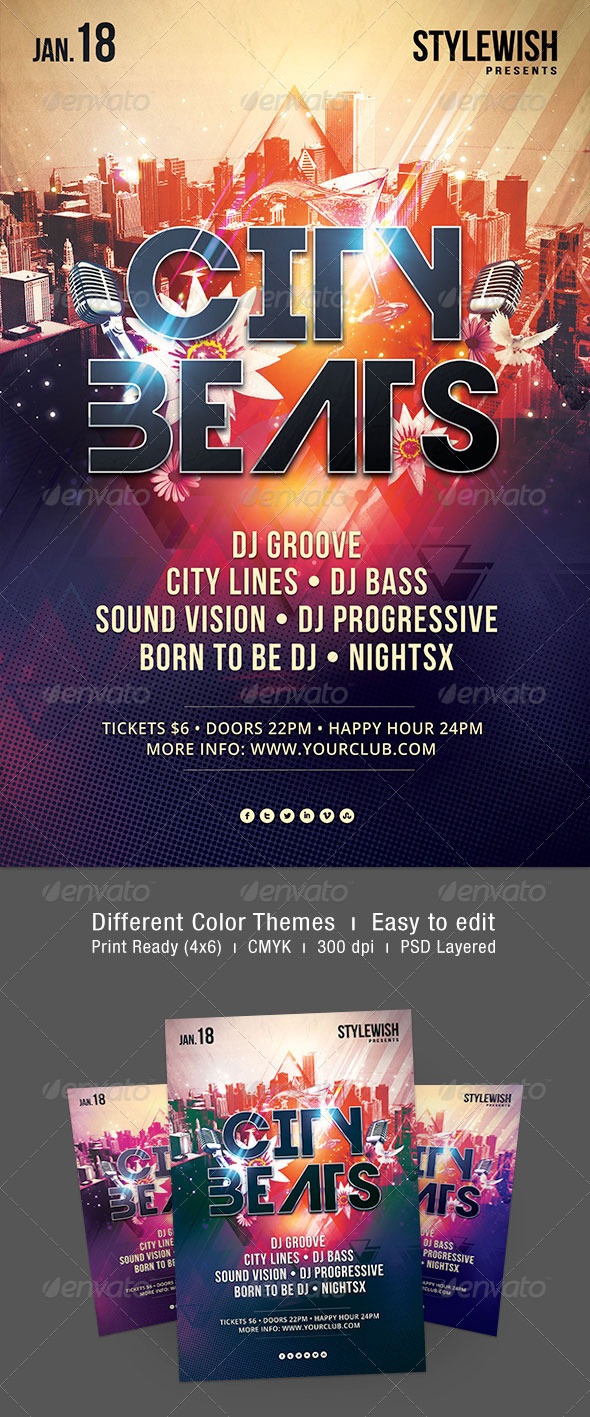 City Beats Flyer - Clubs & Parties Events