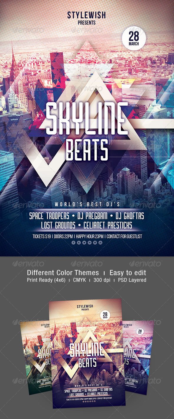 Skyline Beats Flyer - Clubs & Parties Events