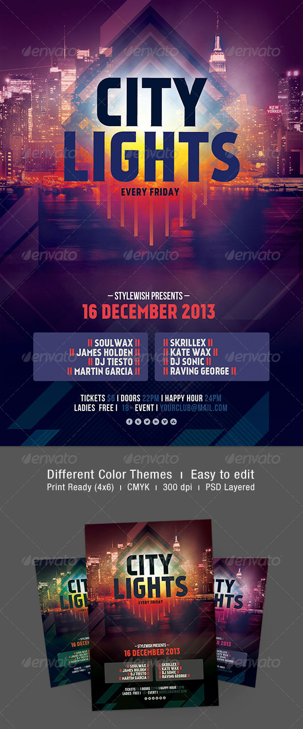 City Lights Flyer - Clubs & Parties Events