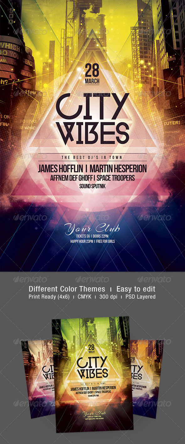 City Vibes Flyer - Clubs & Parties Events