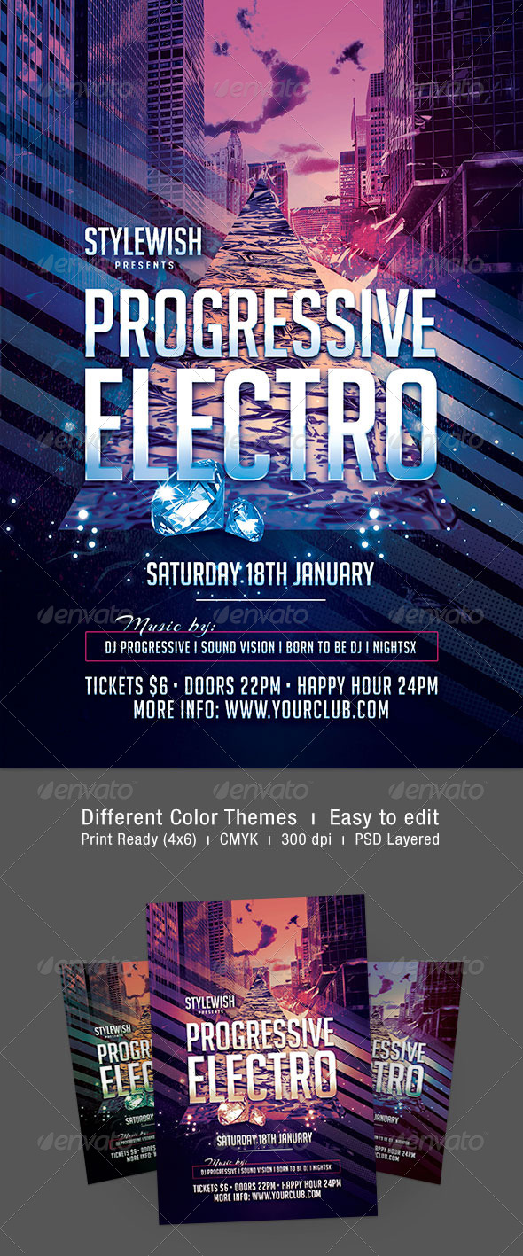 Progressive Electro Flyer - Clubs & Parties Events