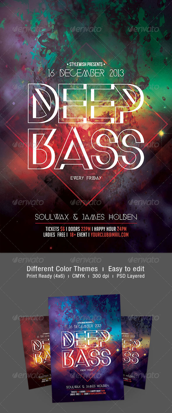 Deep Bass Flyer - Clubs & Parties Events