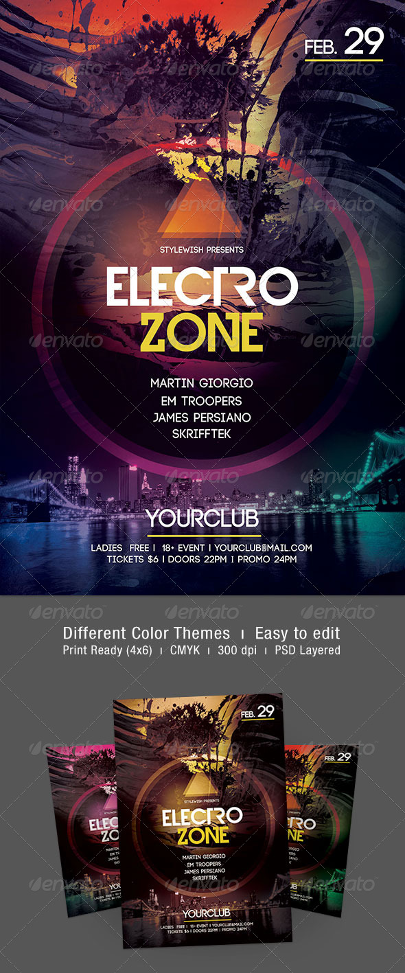 Electro Zone Flyer - Clubs & Parties Events