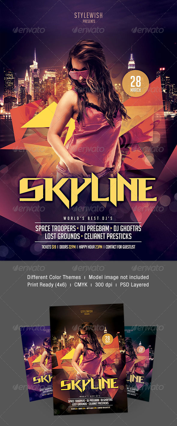 Skyline Party Flyer - Clubs & Parties Events