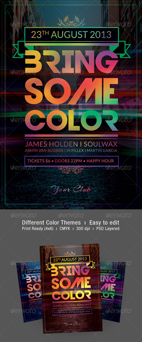Bring Some Color Flyer - Clubs & Parties Events