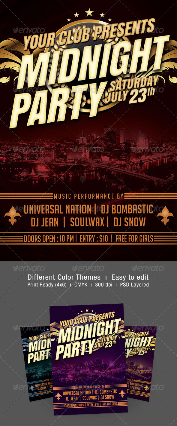 Midnight Party Flyer - Clubs & Parties Events