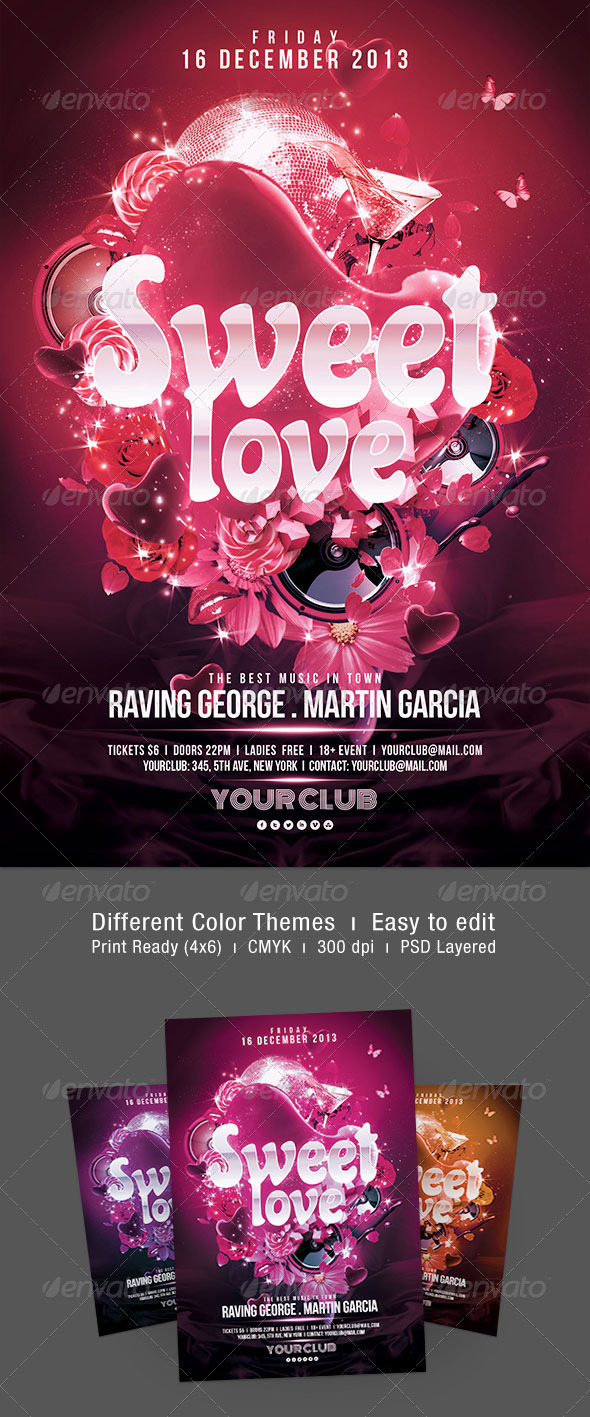 Sweet Love Flyer - Clubs & Parties Events