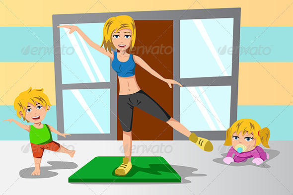 GraphicRiver Mother and Her Kids Exercise 6972593 GraphicRiver Mother and Her Kids Exercise 6972593