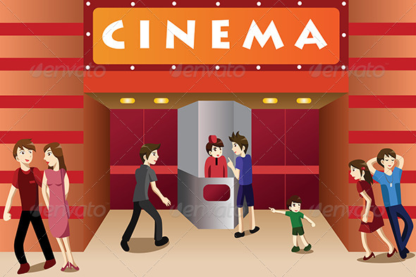 GraphicRiver People Hanging Out Outside a Movie Theater 6974089 GraphicRiver People Hanging Out Outside a Movie Theater 6974089
