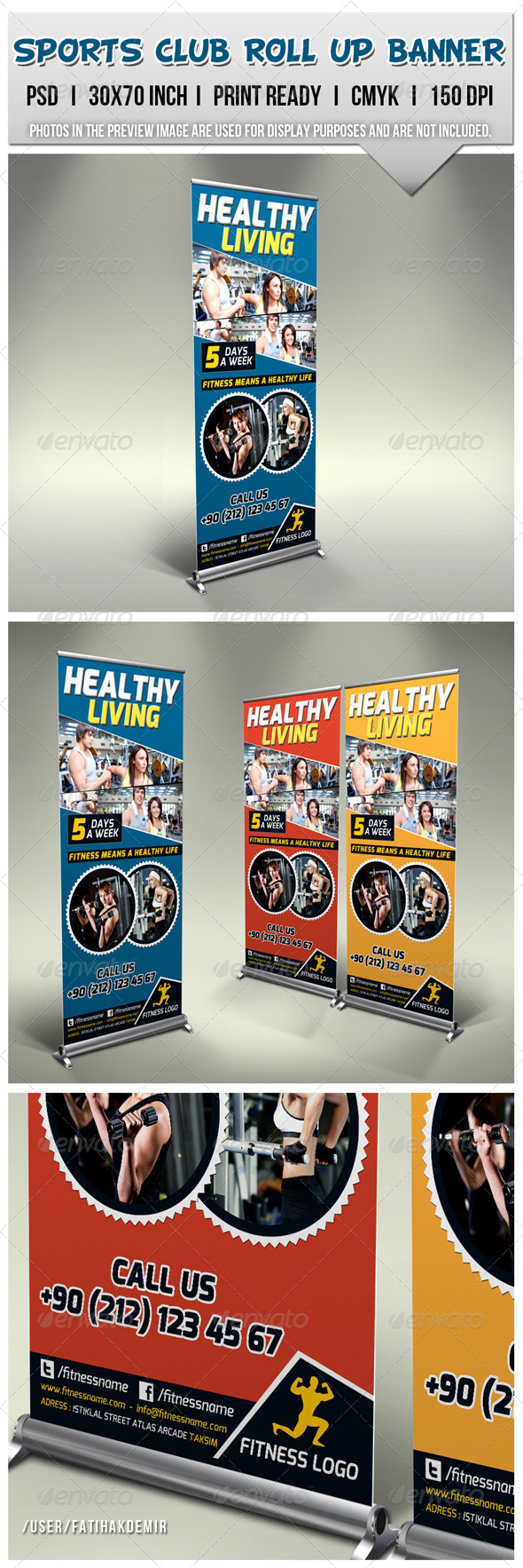 GraphicRiver Sports Club Roll Up Banner & 3 Colors 6977616 GraphicRiver Sports Club Roll Up Banner & 3 Colors 6977616