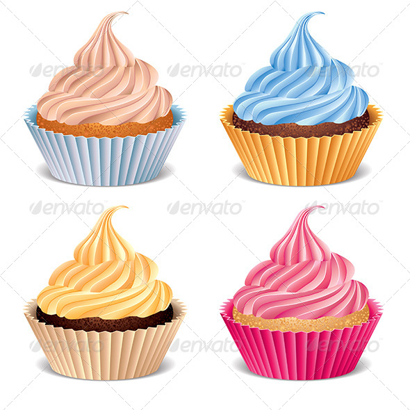 GraphicRiver Four Cupcakes Vector Illustration 6977700 GraphicRiver Four Cupcakes Vector Illustration 6977700