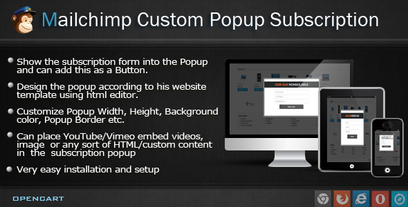 CodeCanyon Mailchimp Custom Popup Subscription for OpenCart 6978116 CodeCanyon Mailchimp Custom Popup Subscription for OpenCart 6978116