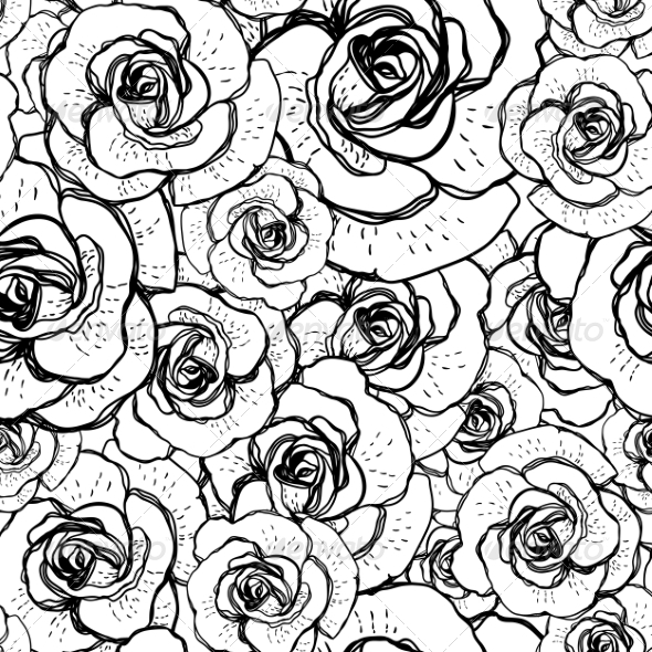 GraphicRiver Seamless Black and White Background with Roses 6980731 GraphicRiver Seamless Black and White Background with Roses 6980731