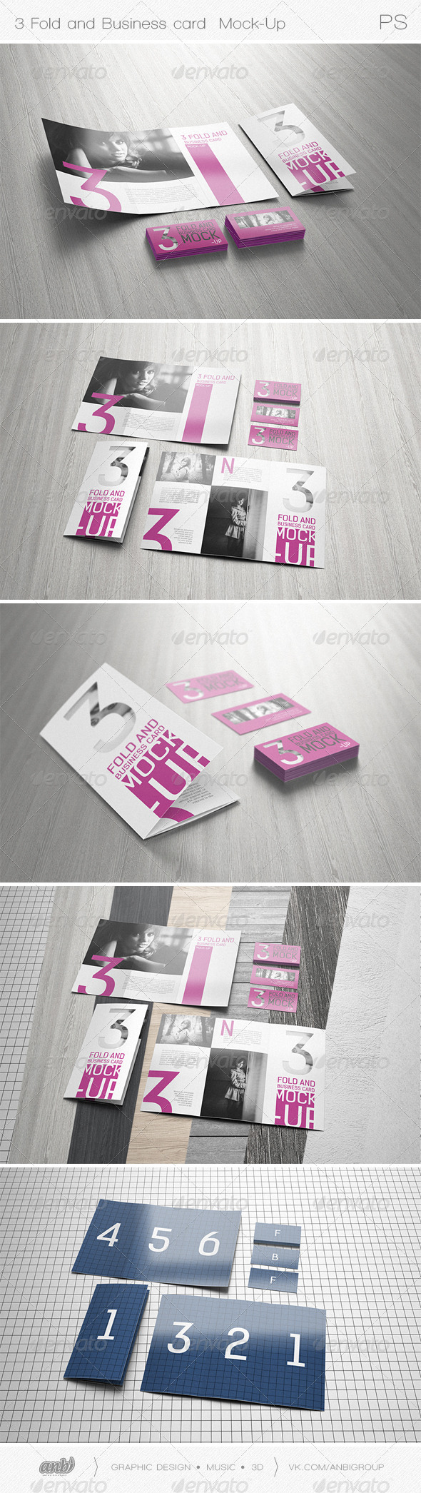 GraphicRiver 3 Fold and Business card Mock-Up 6985873 GraphicRiver 3 Fold and Business card Mock-Up 6985873