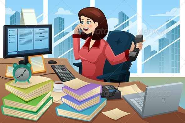 GraphicRiver Busy Businesswoman on the Phone 6996010 GraphicRiver Busy Businesswoman on the Phone 6996010