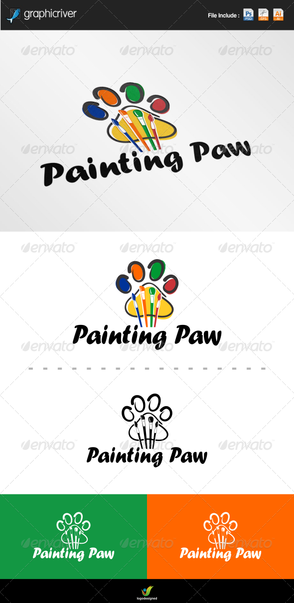 GraphicRiver Painting Paw Logo 6986064 GraphicRiver Painting Paw Logo 6986064