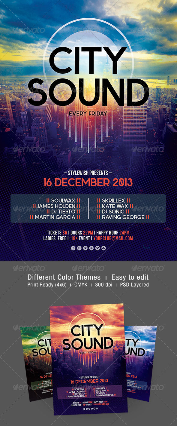 City Sound Flyer - Clubs & Parties Events