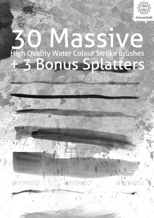Set of 30 Massive Water Colour Brushes - Grunge Brushes