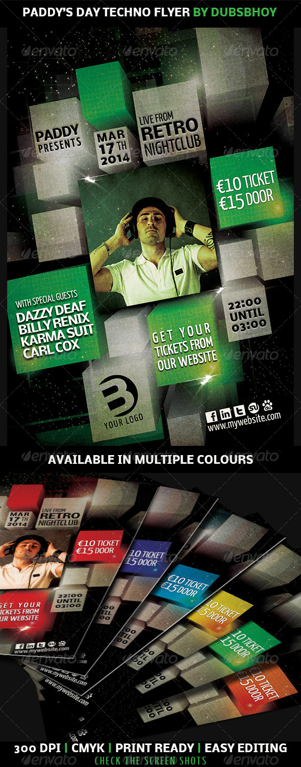 GraphicRiver Paddy s Day Techno Flyer 7017807 GraphicRiver Paddy s Day Techno Flyer 7017807