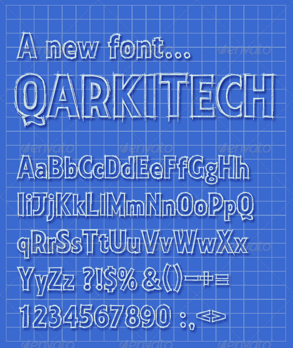 Qarkitech Lettering, Blueprint Minimal Style - Sans-Serif Fonts