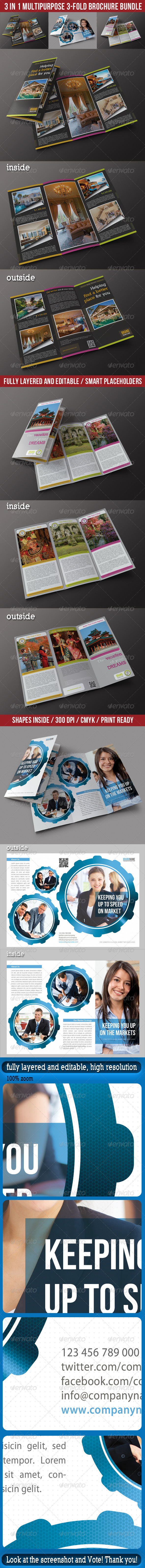 GraphicRiver 3 in 1 Multipurpose 3-Fold Brochure Bundle 01 7027406 GraphicRiver 3 in 1 Multipurpose 3-Fold Brochure Bundle 01 7027406
