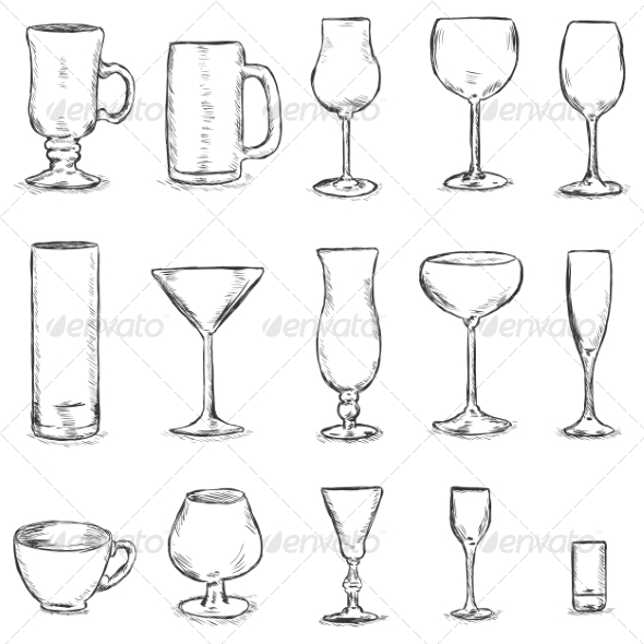 GraphicRiver Vector Set of Sketch Stemware 7031204 GraphicRiver Vector Set of Sketch Stemware 7031204