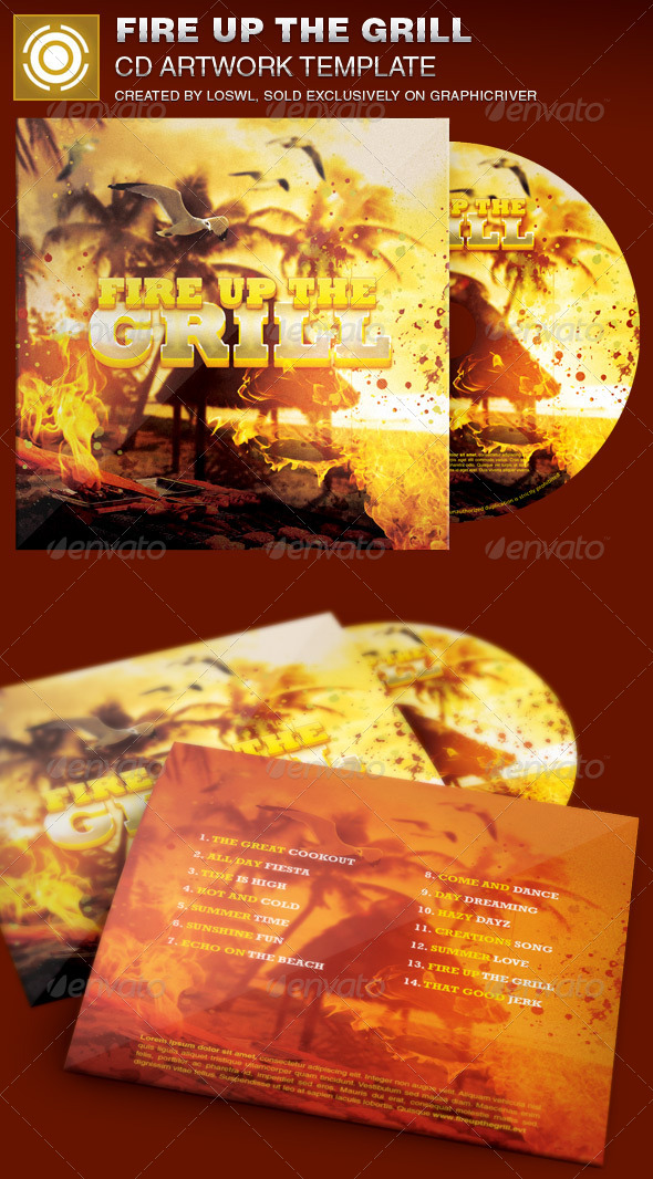 Fire Up The Grill CD Artwork Template - CD & DVD artwork Print Templates