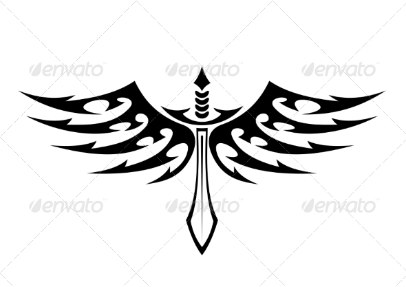 GraphicRiver Winged Sword Tattoo with Barbed Feathers 7049230 GraphicRiver Winged Sword Tattoo with Barbed Feathers 7049230