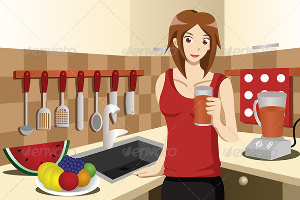 GraphicRiver Healthy Woman Drinking Fruit Juice 7062955 GraphicRiver Healthy Woman Drinking Fruit Juice 7062955
