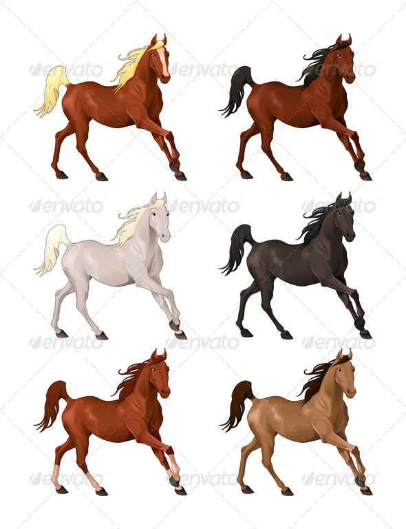 GraphicRiver Horses in Different Colors 7063081 GraphicRiver Horses in Different Colors 7063081