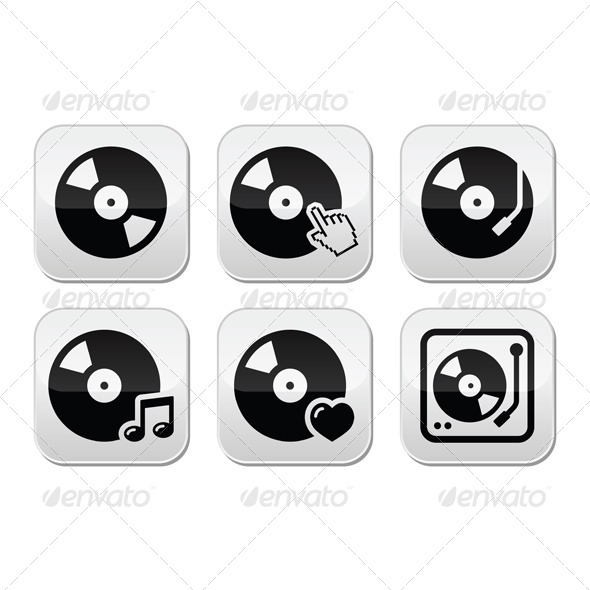 Vinyl Record DJ Button Set (Retro)