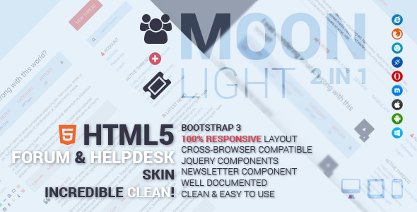 MoonLight Bootstrap Responsive Forum & Helpdesk - 3