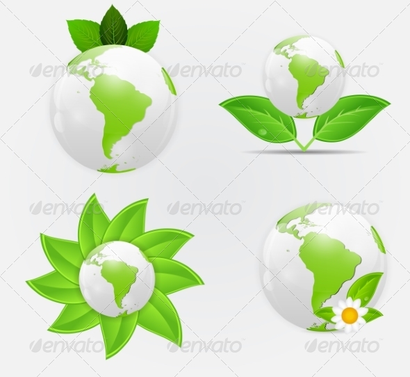 Green Eco Planet Concept (Decorative Symbols)